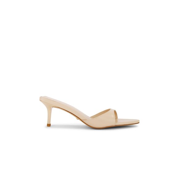 RAYE Chad Sandal in Nude tan leather kitten heel slip on open toe slippers - Picture 1 of 9